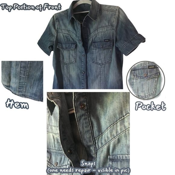 NWT $228 DIESEL | Tidova Distressed Lightweight Denim Dress in Distressed - Picture 4 of 14